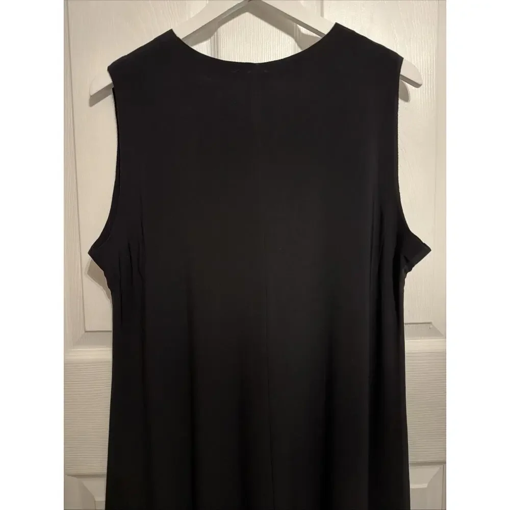 Norma Kamali Women’s Black Sling Shift Twirl Sleeveless Dress XL 42 Midi‎